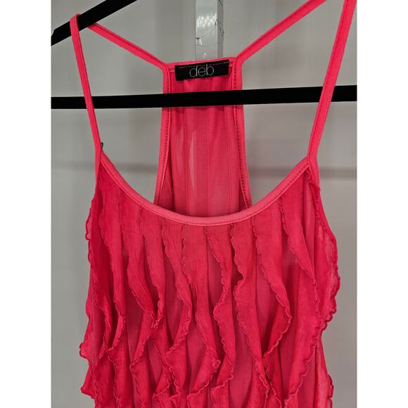Y2K Deb Women's Pink Sleeveless Ruffle Strapless Pullover Tank Top Sz S - Picture 3 of 4